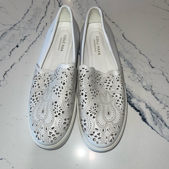 Cole Haan GrandPro GRAND.OS Spectator Laser Cut White Leather Sneakers Sz 11B - Picture 7 of 12